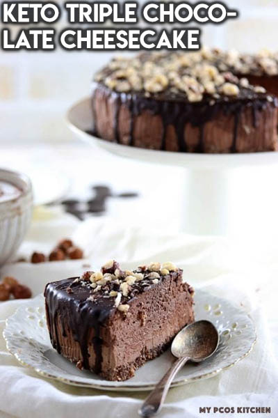 20 Keto Valentines Dessert Recipes: Keto Triple Chocolate Cheesecake