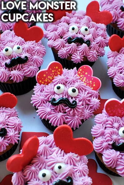 30 Valentines Day Cupcakes: Love Monster Cupcakes