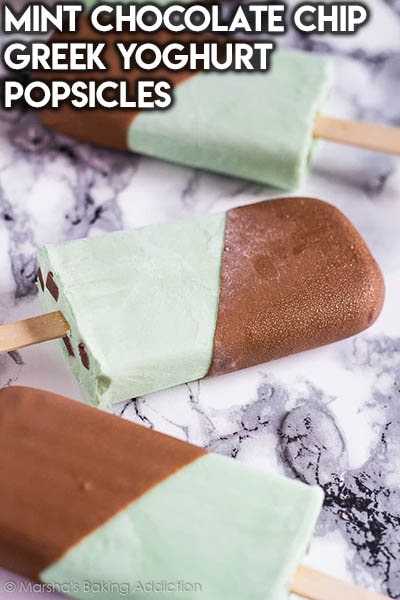 50 Popsicle Recipes: Mint Chocolate Chip Greek Yoghurt Popsicles