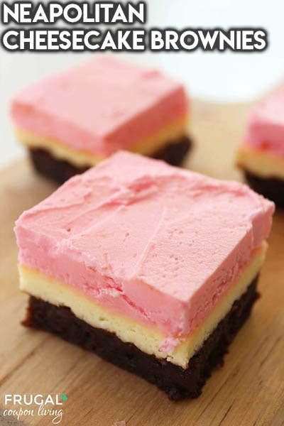 50 Brownie Recipes: Neapolitan Cheesecake Brownies