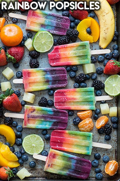 50 Popsicle Recipes: Rainbow Popsicles