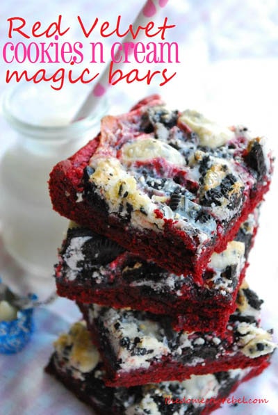 28 Magic Cookie Bars: Red Velvet Cookies n Cream Magic Bars