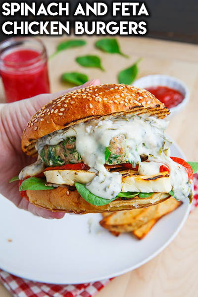 21 Burger Recipes: Spinach and Feta Chicken Burgers