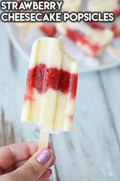 50 Popsicle Recipes: Strawberry Cheesecake Popsicles