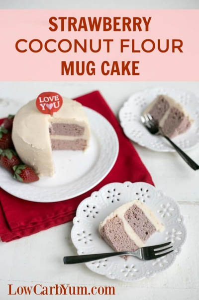 20 Keto Valentines Dessert Recipes: Strawberry Coconut Flour Mug Cake