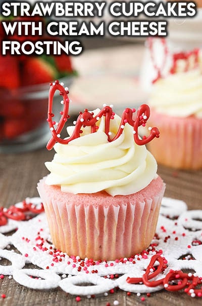 30 Valentines Day Cupcakes: Strawberry Cupcakes With Cream Cheese Frosting
