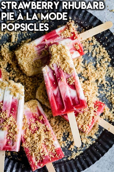 50 Popsicle Recipes: Strawberry Rhubarb Pie À La Mode Popsicles