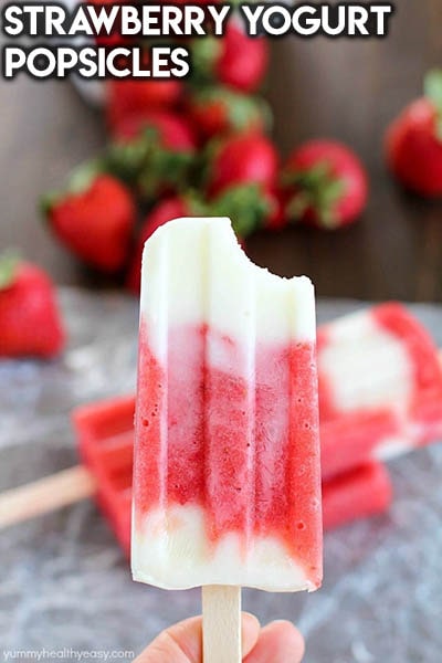 50 Popsicle Recipes: Strawberry Yogurt Popsicles