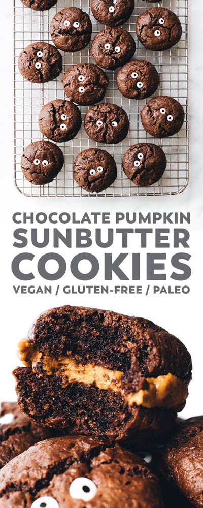 30 Vegan Cookie Recipes: Sunbutter Chocolate Pumpkin Sandwich Cookies
