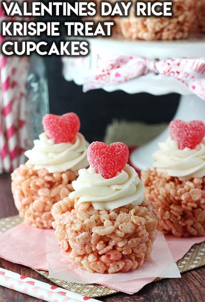 30 Valentines Day Cupcakes: Valentines Day Rice Krispie Treat Cupcakes