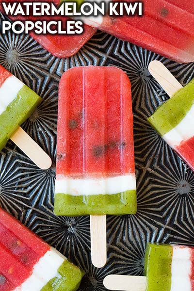 50 Popsicle Recipes: Watermelon Kiwi Popsicles