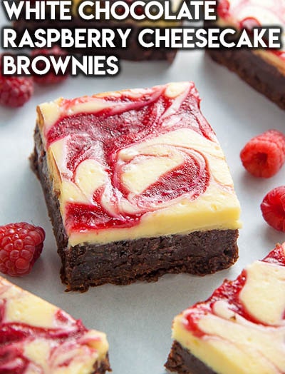 50 Brownie Recipes: White Chocolate Raspberry Cheesecake Brownies