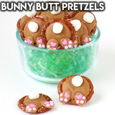 20 Easter Dessert Ideas: Bunny Butt Pretzels
