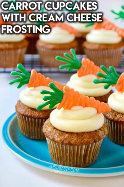 20 Easter Dessert Ideas: Carrot Cupcakes with Cream Cheese Frosting