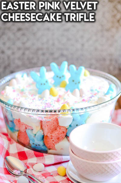 20 Easter Dessert Ideas: Easter Pink Velvet Cheesecake Trifle