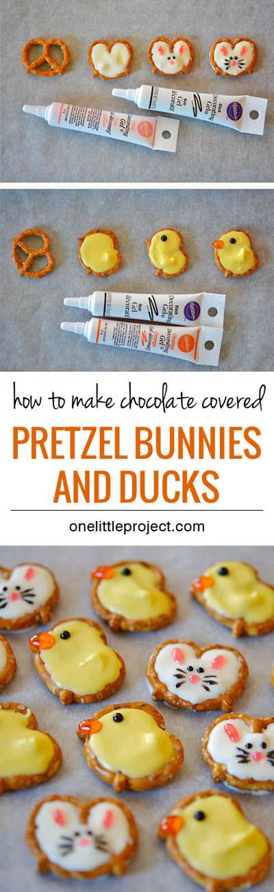 20 Easter Dessert Ideas: Pretzel Bunnies And Ducks