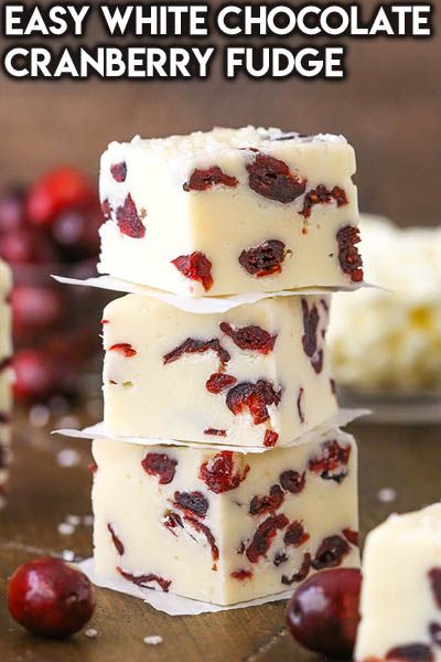 25 Fantastic Fudge Recipes: Easy White Chocolate Cranberry Fudge