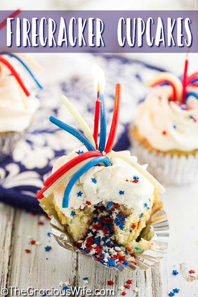 20 Best 4th Of July Dessert Ideas: Firecracker Cupcakes