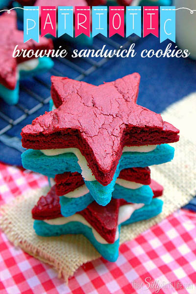 20 Best 4th Of July Dessert Ideas: Patriotic Brownie Sandwich Cookies