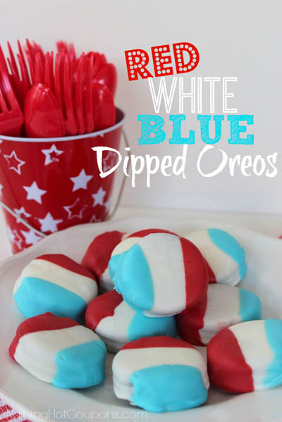 20 Best 4th Of July Dessert Ideas: Red White & Blue Dipped Oreos